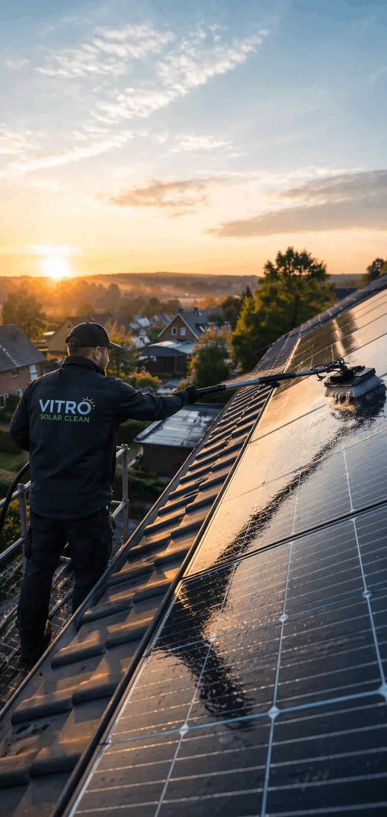 Nettoyage de panneaux solaires photovoltaïques à Namur, méthode eau pure et perche carbone