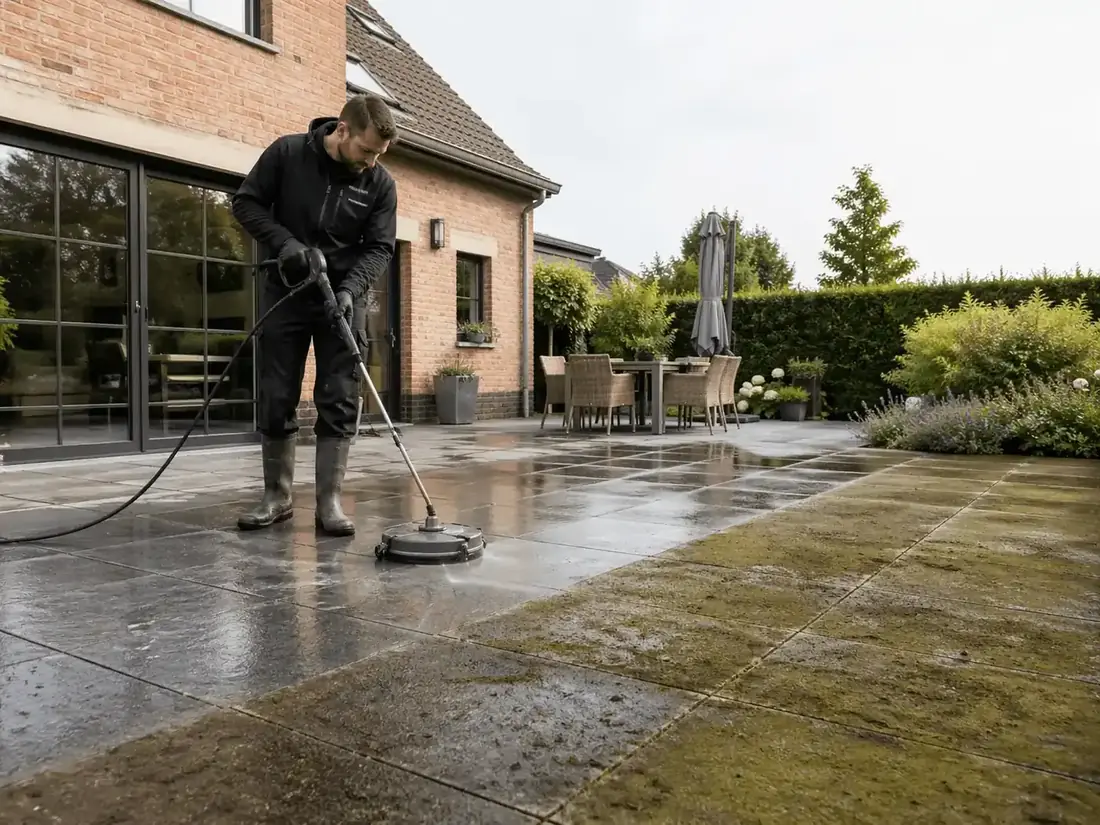Terrasse nettoyée en province de Namur, surface saine prête pour la belle saison